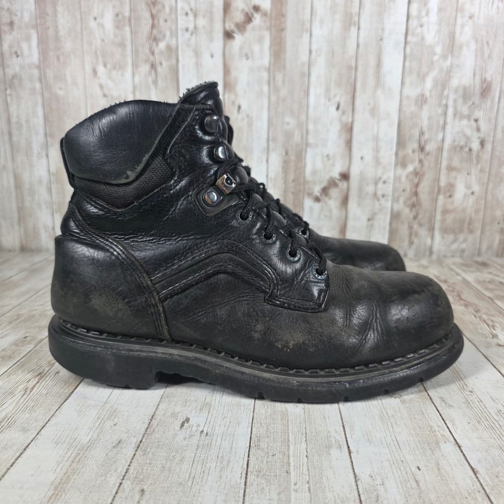 Red Wing Shoes Black Leather Work Boots USA‎ Made Men's Size 8 EH Rated